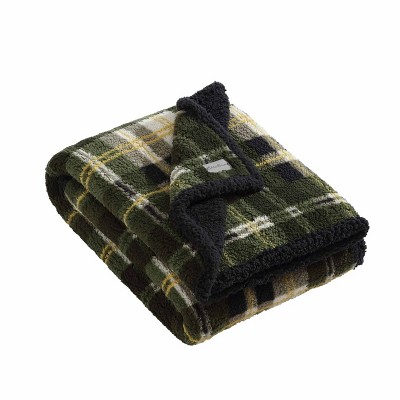 50"x60" Trailhead Plaid Reversible Throw Blanket Green - Eddie Bauer: Lightweight Microfiber, Machine Washable