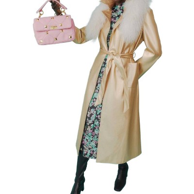Women's Mongolian Fur Trench Coat - JAYLEY