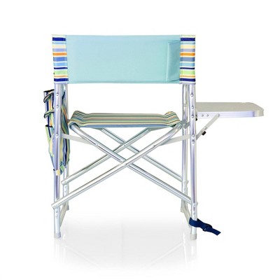 Extra-Wide Portable Sports Chair with Padded Armrests and Side Table