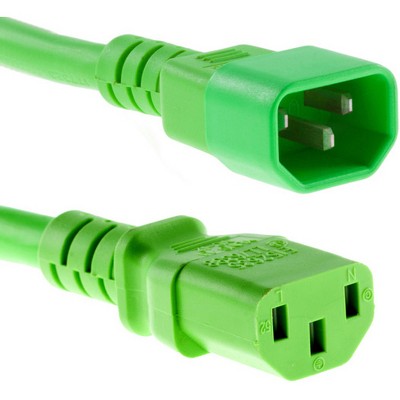 Unirise 3ft Power Cord C13-C14 Green - 18 Gauge - 250 V AC / 10 A - Green - 3 ft Cord Length