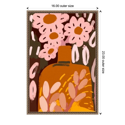 Pastel Flower Impression Abstract Canvas Wall Art with Bronze Frame