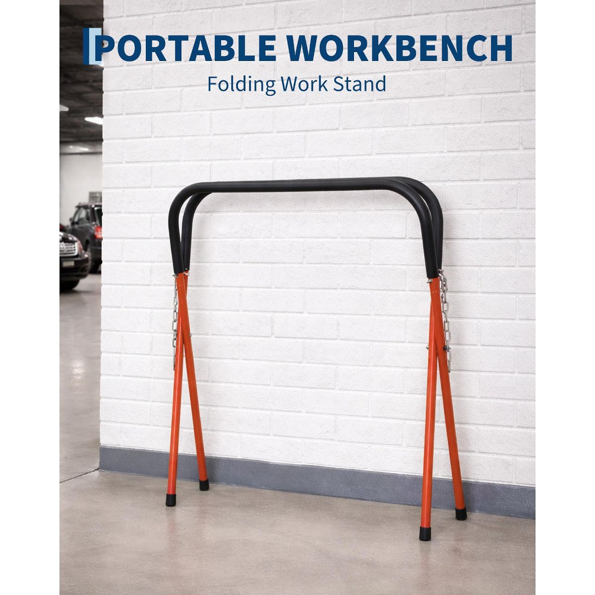 Heavy-Duty Portable Folding Automotive Workbench – Adjustable, Collapsible, Padded Steel Stand , 500 lbs Capacity, Ideal for Garage & Shop - thumbnail 4