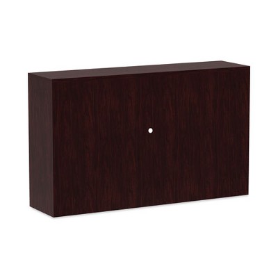 Mahogany Woodgrain Laminate Office Desk Hutch with Doors