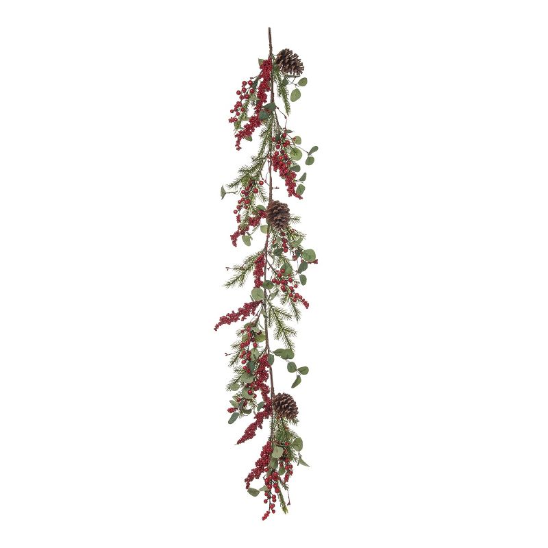 Transpac Artificial 58 in. Multicolored Christmas Twig Berry Eucalyptus Garland, 1 of 2