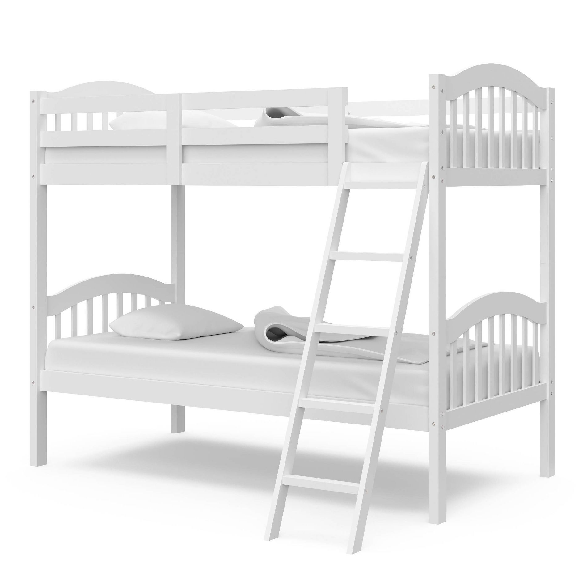 Twin Creekside Solid Wood Kids' Bunk Bed White - Storkcraft: Twin Over Twin, Built-In Ladder, Converts to Two Beds