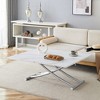 Modern Minimalist Multifunctional Lift Table with 0.8" MDF Top and Adjustable Silver Metal Legs, Usable as Coffee, Dining, Office - 3 of 4