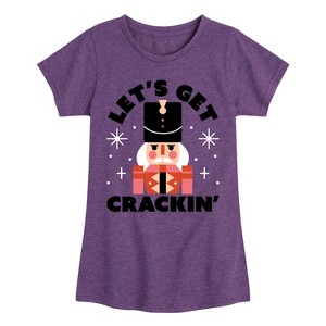 Girls' - Instant Message - Lets Get Crackin Nut Cracker Christmas Fitted Short Sleeve Graphic T-Shirt - 1 of 4