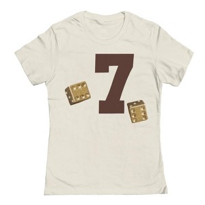 Rerun Island Women's 7 Golden Dice Short Sleeve Graphic Cotton T-Shirt - Natural XL - 1 of 4