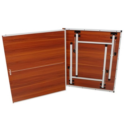 Compact Woodgrain Indoor Ping Pong Table with Folding Design and Net