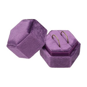 Unique Bargains Velvet Vintage Ring Display 2 Slot Hexagon Jewelry Storage Box - 1 of 4