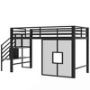 TIRAMISUBEST Twin Size Low Loft Bed Frame with Storage Staircase and Iron mesh, Metal Loft Bedframe with Iron Mesh, Kids Playhouse Bed - 4 of 4