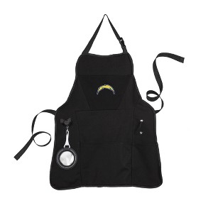 Evergreen Los Angeles Chargers Black Grill Apron- 26 x 30 Inches Durable Cotton with Tool Pockets and Beverage Holder - 1 of 4