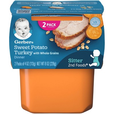 Gerber Sitter 2nd Foods Sweet Potato & Turkey with Whole Grains Baby Meals - 2ct/4oz Each