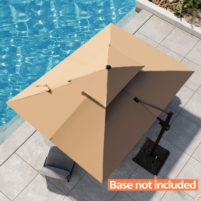 Pellebant 9x11.5FT Double Top Cantilever Umbrella Outdoor 360 Degree Rotation Offset Umbrella 6 Heights Adjustable Cantilever Patio Umbrella