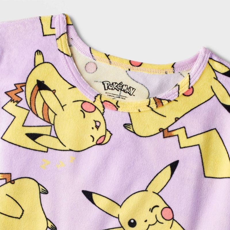 Girls&#39; Pokemon Pikachu 2pc Short Sleeve and Joggers Pajama Set - Gray, 3 of 4