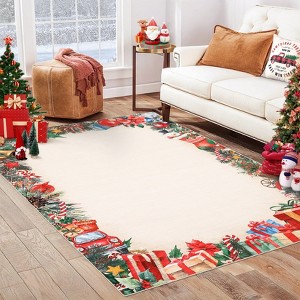 Christmas Area Rug Large Rugs for Living Room Washable Bedroom Throw Mats Non Slip Soft Low Pile Floor Carpet for Kitchen Dining Room - 1 of 4
