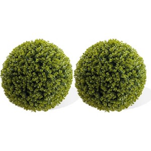 Artificial Topiary Plant Balls Set of 2, Faux Greenery Balls Hanging Grass Ball for Home Wedding Decor Green - 1 of 4