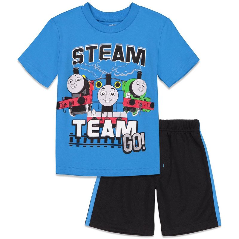 Thomas & Friends Tank Engine Toddler Boys Mesh Athletic T-Shirt Mesh Shorts Set Blue , 1 of 8