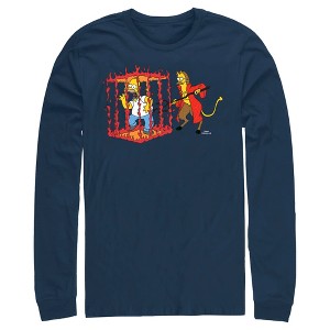 Men's The Simpsons Devil Flanders Long Sleeve Shirt - 1 of 4