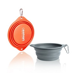 GOOPAWS 2 Pack Silicone Non-Skid Travel Dog and Cat Bowl, Black&Brown - 1 of 4