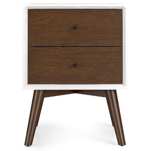 Gulches Serenity Nightstand - 2-Drawer White Mid-Century Accent Piece - 1 of 4