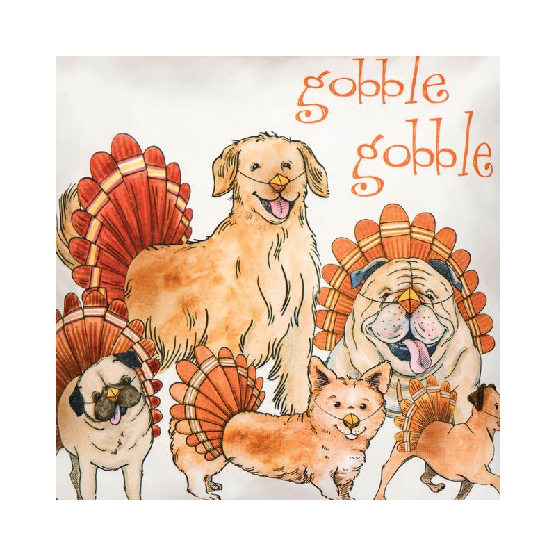 C&F Home 18" x 18" The Gobblers Thanksgiving Dogs Indoor/Outdoor Fall Throw Pillow, 4 of 7