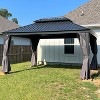 PURPLE LEAF Outdoor Gazebo Aluminum Frame Galvanized Steel Double Roof Patio Hardtop Gazebo with Curtains and Netting for Patio Lawn and Garden - 2 of 4