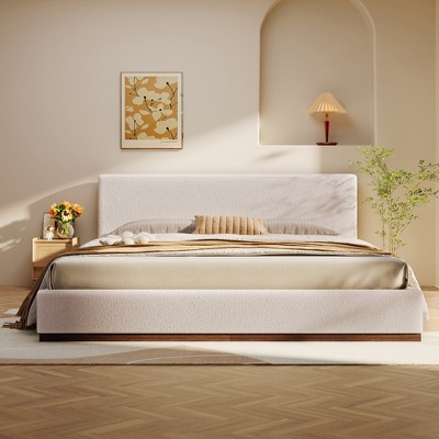 Christopher Knight Home Phyllis Modern Minimalist Boucle Upholstered Wood Platform Bed