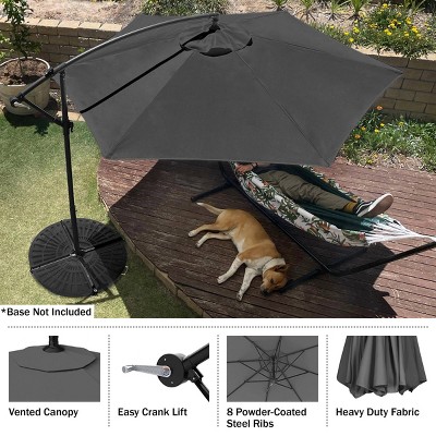 10-Foot Gray Aluminum Cantilever Patio Umbrella with Crank Lift