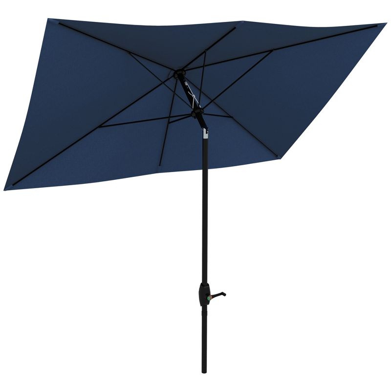 Outsunny 6.6 X 10 ft Rectangular Market Umbrella Patio Outdoor Table Umbrellas with Crank & Push Button Tilt, 1 of 7