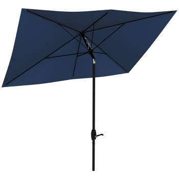 Outsunny 6.6 X 10 ft Rectangular Market Umbrella Patio Outdoor Table Umbrellas with Crank & Push Button Tilt