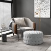 HOMCOM Button Tufted Ottoman Foot Stool with Velvet-feel Upholstery, Gray - 2 of 4