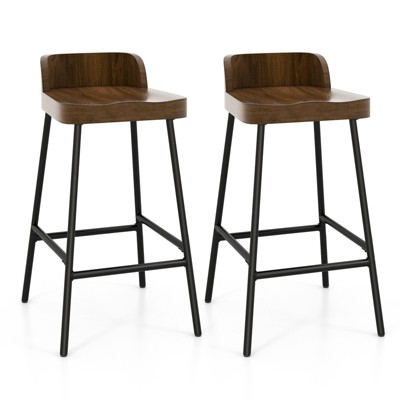Costway 2PCS/4PCS 24.5'' Low-Back Bar Stool Industrial Counter Height Chair Stool