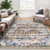 Faux Wool Vintage Floral Printed Area Rug Machine Washable Stain Resistant Non Shedding Floor Rug for Living Room Bedroom - 2 of 4