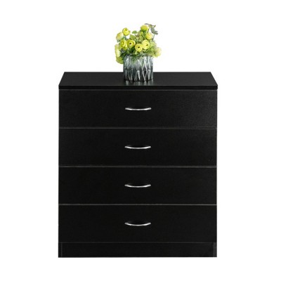 GlasFlength Utility Storage Cabinets Four Drawer Dresser with Modern Simple Design for Bedroom Living Room, Black, 25.98"*13"*28.7"