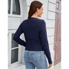 BLUEMING Womens Cable Knit Cardigan Bolero Shrug Long Sleeve Round Neck Button Down Casual Sweater Coats - 2 of 4