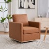 Upholstered Swivel Accent Chair with Faux Leather and Removable Cushion, 360° Swivel Club Chair for Living Room, Lounge Armchair for Apartment-Koiai - 2 of 4