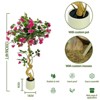 4FT Artificial Bougainvillea Tree, Fake Bougainvillea Pink Flower Silk Plant in White Planter, Faux Blooming Topiary Tree for Indoor Outdoor Decor - 4 of 4
