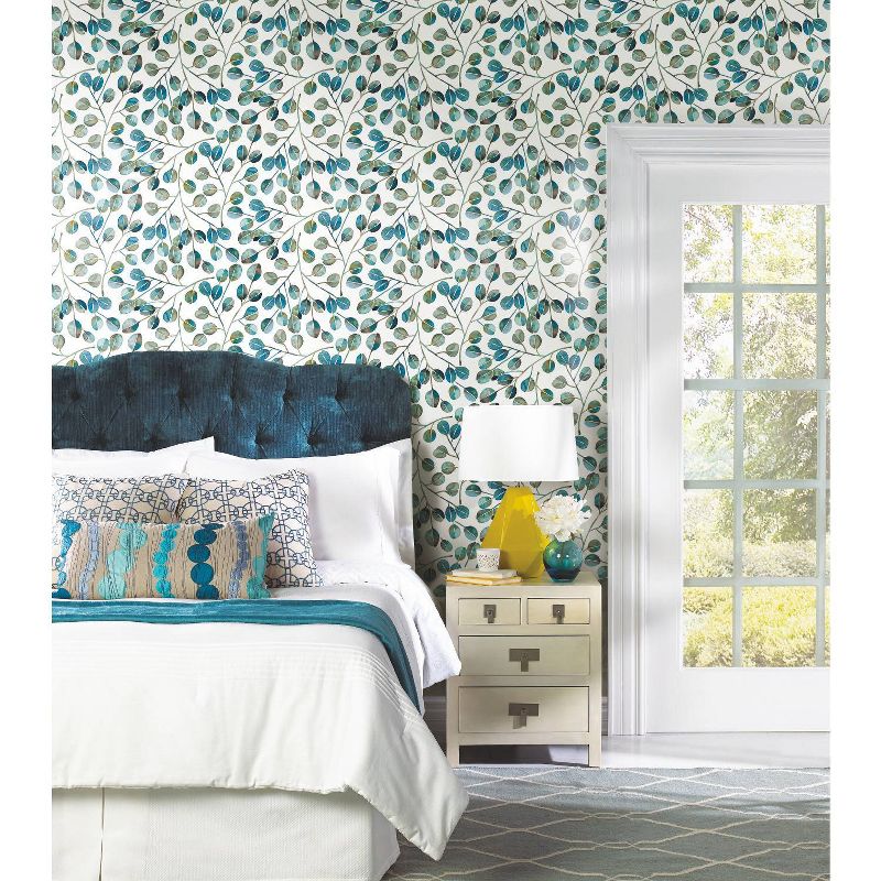 RoomMates Cat Coquillette Eucalyptus Peel and Stick Wallpaper Teal, 6 of 9