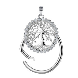 Family Tree Charm Holder for Necklace by Ginger Lyne Sterling Silver for Grandmother or Mother - 1 of 4