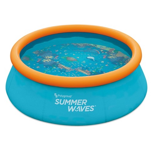 Summer Waves P1c008303 8 Foot Wide Quick Set Inflatable Top Ring Kiddie Swimming  Pool With Deep Sea Ocean Life Graphics And 3d Goggles, Blue : Target