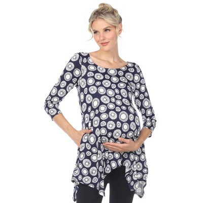Maternity Printed Tunic Top -White Mark