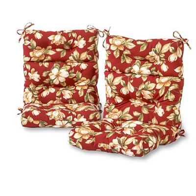 Set of 2 Outdoor High Back Chair Cushions Roma Floral - Kensington Garden