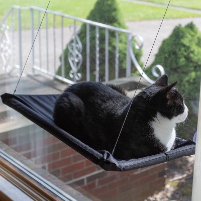 Black Oxford Cloth Cat Window Perch with Suction Cups