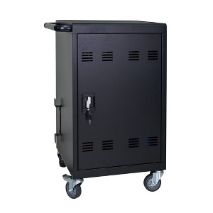 Vynxaria Black Mobile Charging Trolley - Versatile Utility Storage Cabinets for 30 Devices with Cable Management - 1 of 4