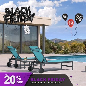 PURPLE LEAF Outdoor Lounge Chair Set Aluminum Patio Chaise Lounger with Side Table and Pillow for Outside Pool Beach Sunbathing Tanning Recliner - 1 of 4