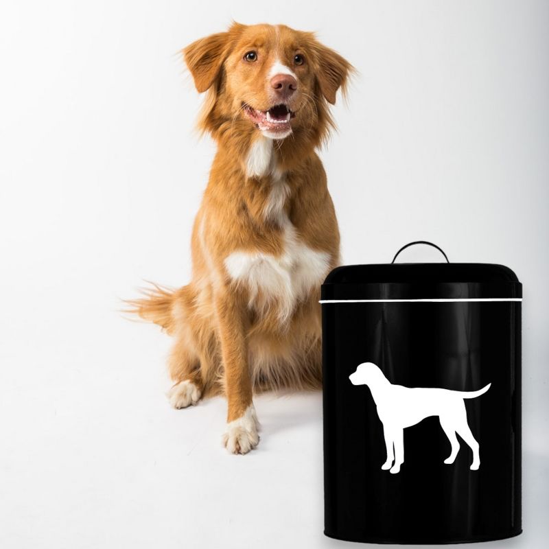 Amici Pet Dog Black/White Buster Food Storage Bin, Large, 17lbs Dry Food Capacity, Metal Storage Container, 5 of 7