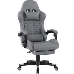 Grey Gamer Chair | 400lbs High Back with Footrest & Lumbar Support Grey ...