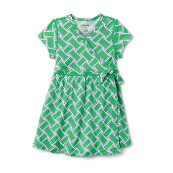 Toddler Adaptive Short Sleeve Vintage Weave Green Faux Wrap Dress - DVF for Target