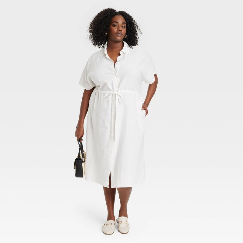Women's Short Sleeve Linen Midi Shirtdress - A New Day™, 4 of 12